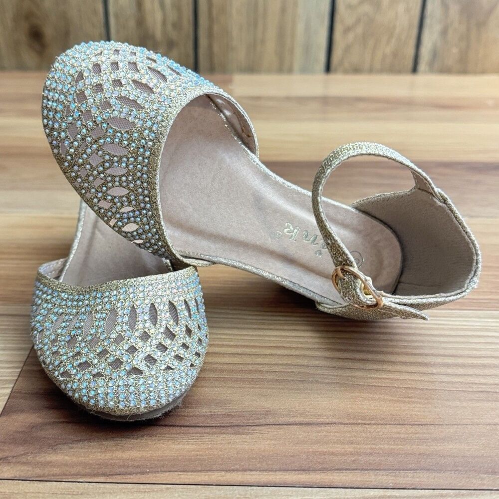Link Little Girls Sparkle Glitter Jeweled Wedge Heels Size 9